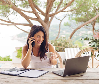 Woman working during vacations
