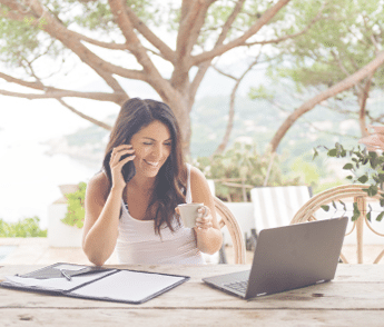 Woman working during vacations